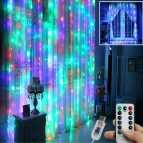 Pisca Pisca de Natal Cortina com Controle Remoto e 8 Modos de Luz - Ilúmine Decor