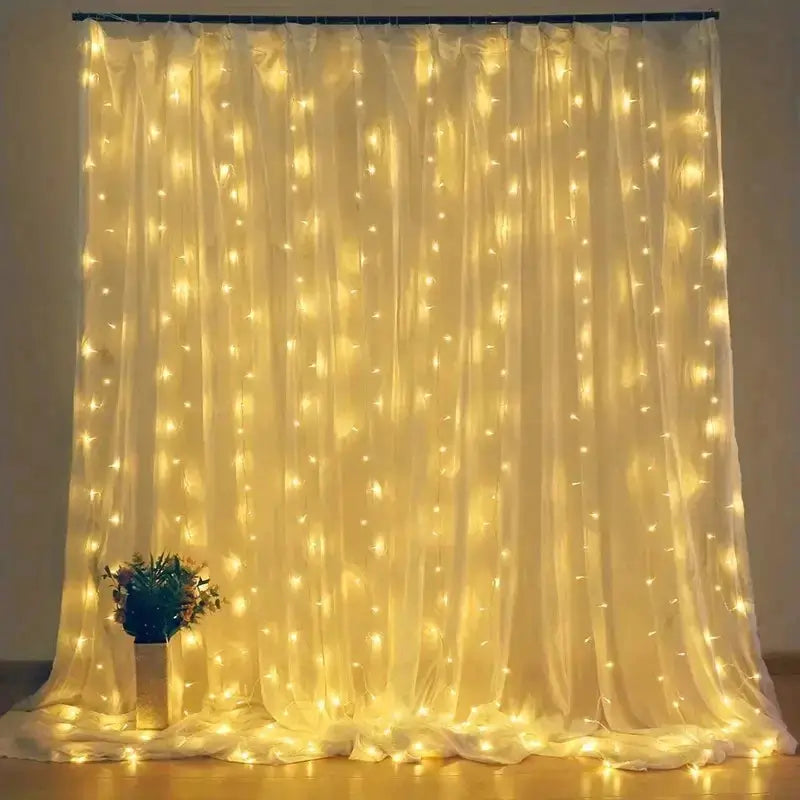 Pisca Pisca de Natal Cortina com Controle Remoto e 8 Modos de Luz - Ilúmine Decor