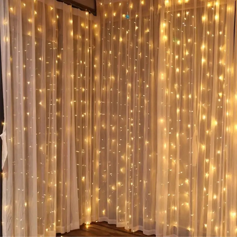 Pisca Pisca de Natal Cortina com Controle Remoto e 8 Modos de Luz - Ilúmine Decor