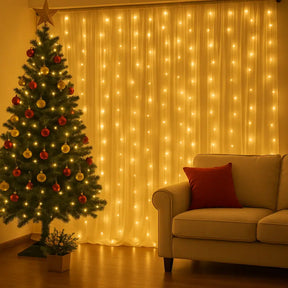 Pisca Pisca de Natal Cortina com Controle Remoto e 8 Modos de Luz - Ilúmine Decor