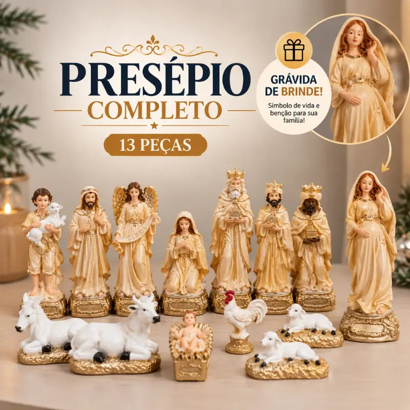 Presepio de Natal Completo 13 Pecas em Gesso