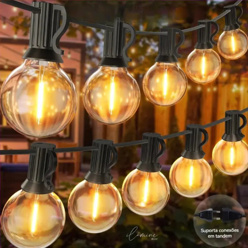 Cordão de Luz LED G40 Inquebrável para Jardim e Área Externa - Ilúmine Decor