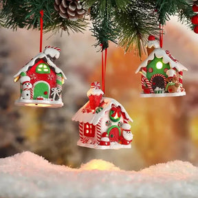 Enfeite de Árvore de Natal Pingente Casinhas - Ilúmine Decor