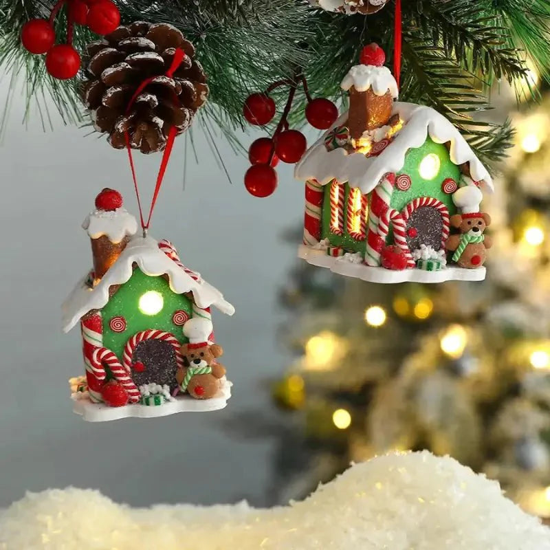 Enfeite de Árvore de Natal Pingente Casinhas - Ilúmine Decor