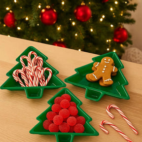 Kit 3 Pratos de Natal Decorativos Árvore