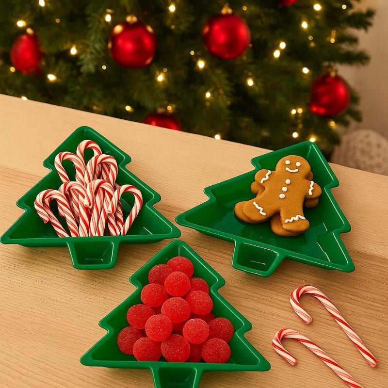 Kit 3 Pratos de Natal Decorativos Árvore