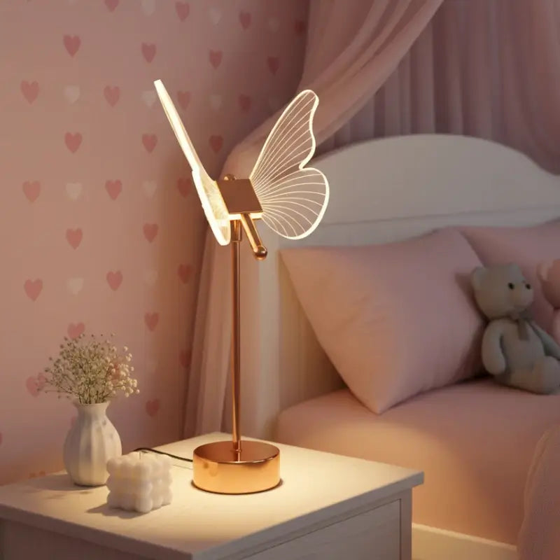 luminária de Mesa Decorativa Borboleta Nórdica 3 Tons de Luz - Ilúmine Decor