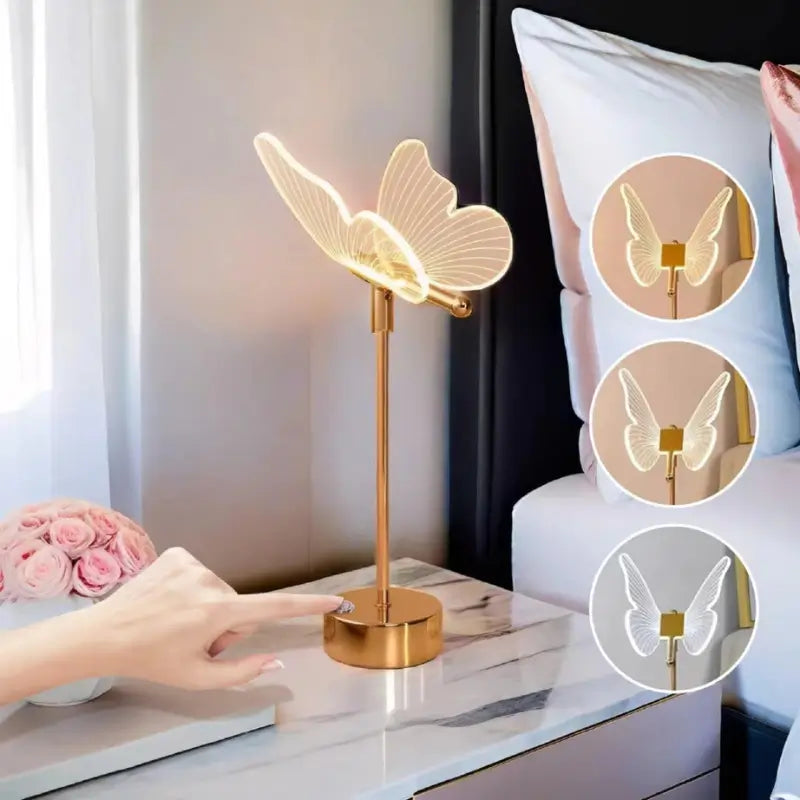 luminária de Mesa Decorativa Borboleta Nórdica 3 Tons de Luz - Ilúmine Decor