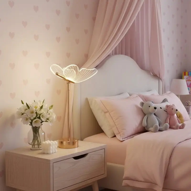 luminária de Mesa Decorativa Borboleta Nórdica 3 Tons de Luz - Ilúmine Decor