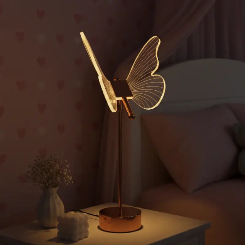 luminária de Mesa Decorativa Borboleta Nórdica 3 Tons de Luz - Ilúmine Decor