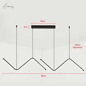Lustre Pendente Para Sala 90cm - Hoffa - Ilúmine Decor