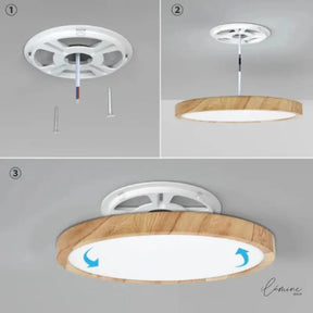 Luminária de Teto Led Redonda Wooden Sobrepor - Ilúmine Decor